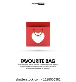 Paper Shopping Bag Vector Illustration with Heart Icon