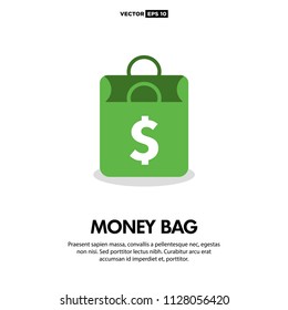 Paper Shopping Bag Vector Illustration With Dollar Sign