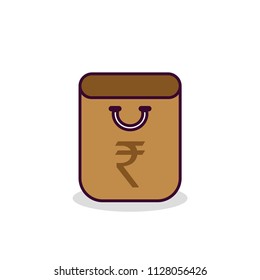 Paper Shopping Bag Vector Illustration With Rupee Symbol