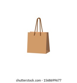 paper shopping bag vector illustration isolated on white background. Simple paper bag logo icon.