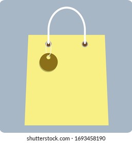 Vektorillustration von Papiertüten, gelbe Papiertüte, Vektorillustrationen zum Einkaufen.