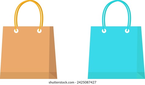 paper shopping bags, blank packages set isolated illustration