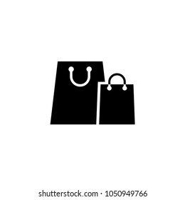 Paper Shopping Bags. Flat Vector Icon. Simple black symbol on white background