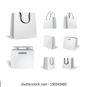 Paper shopping bags isolated on white collection