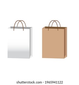 Paper shopping bags isolated on white background, sale, vector Illustration, Vector illustration of paper shopping bag with paper handles