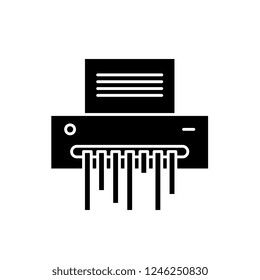 Paper shredder black icon, vector sign on isolated background. Paper shredder concept symbol, illustration 