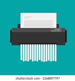 paper shredder confidential icon and private document office information protection. flat vector illustration