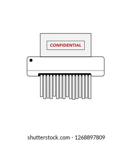 paper shredder confidential icon and private document office information protection. flat vector illustration