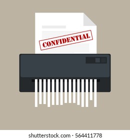 paper shredder confidential icon and private document office information protection