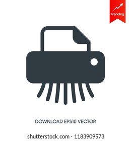 Paper Shredder. Flat Vector Icon. Simple black symbol on white background