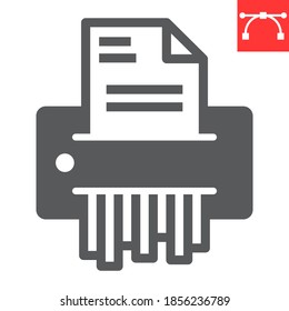 Paper shredder glyph icon, security and paperwork, document shredder sign vector graphics, editable stroke solid icon, eps 10