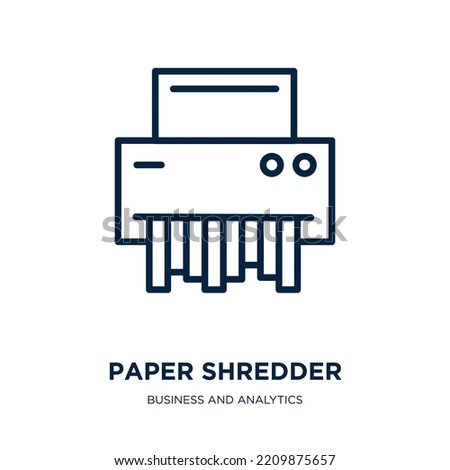 paper shredder icon from business and analytics collection. Thin linear paper shredder, shredder, document outline icon isolated on white background. Line vector paper shredder sign, symbol for web 