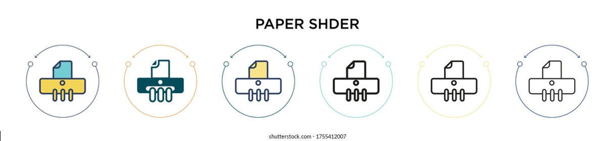 Paper shredder icon in filled, thin line, outline and stroke style. Vector illustration of two colored and black paper shredder vector icons designs can be used for mobile, ui, web