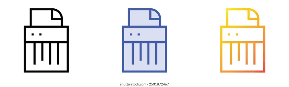 paper shredder icon. Linear, Blue Fill and Gradient Style Design Isolated On White Background