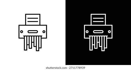 Esquema del icono de la trituradora de papel. Vector aislado pictograma para el Web