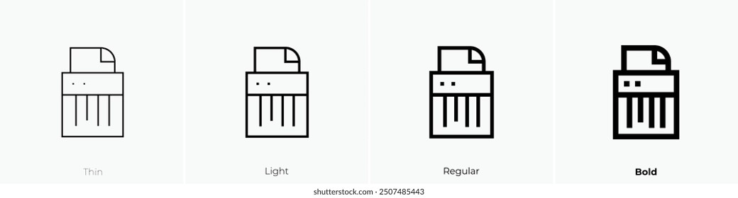 paper shredder icon. Thin, Light Regular And Bold style design isolated on white background