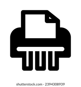 Vector de icono de triturador de papel. Símbolo negro aislado sobre fondo blanco. Estilo plano.