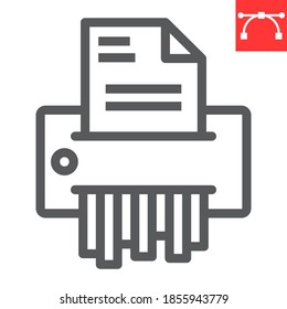 Paper shredder line icon, security and paperwork, document shredder sign vector graphics, editable stroke linear icon, eps 10