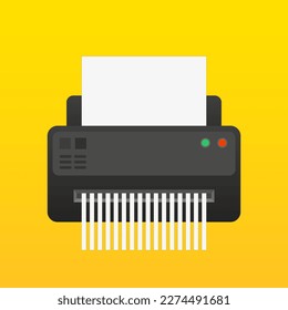 Paper Shredder Machine. Paper shredder confidential icon and private document office information protection. Vector illustration