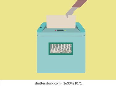 Paper Shredder machine flat artwork concept. Editable Clip Art.