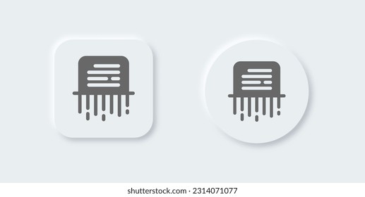 Paper shredder solid icon in neomorphic design style. Delete signs vector illustration.