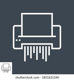 Paper Shredder Thin Line Vector Icon Isolated on the Black Background.