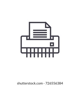 paper shredder,office printer vector line icon, sign, illustration on background, editable strokes