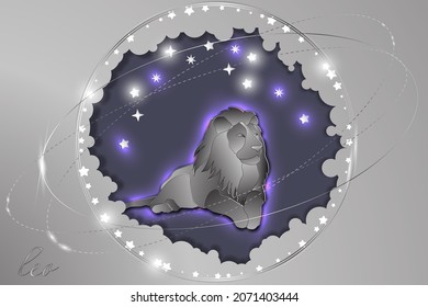 Paper sign of the Zodiac on a background of the starry sky. Abstract illustration. Astrological symbolism.