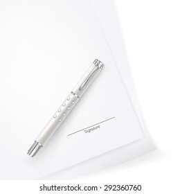 Paper signing with luxury pen, Vector idea concept