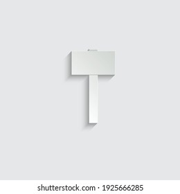 paper silhouette of a hammer vector icon