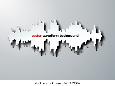 Paper silhouette of sound waveform sign with shadow