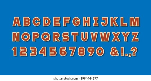 Paper simple alphabet  letters,numbers and punctuation marks. Vector set