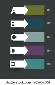 Paper simple Templates and letters A, B, C, D, E design for web site, workflow layout, diagram, web design, infographics.