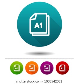 Paper size A1 icon. Document DIN symbol sign. Web Button.