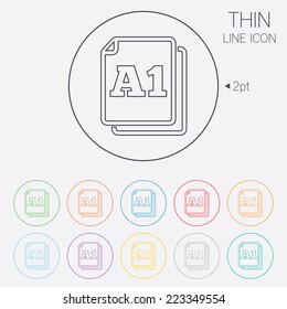 Paper size A1 standard icon. File document symbol. Thin line circle web icons with outline. Vector