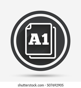 Paper size A1 standard icon. Document symbol.