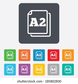 Paper size A2 standard icon. File document symbol. Rounded squares 11 buttons. Vector