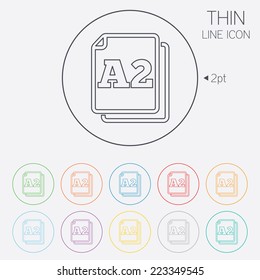 Paper size A2 standard icon. File document symbol. Thin line circle web icons with outline. Vector