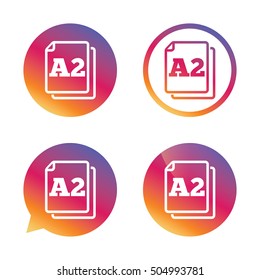 Paper size A2 standard icon. Document symbol.