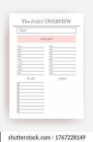 Vorlage für Vektorplaner der Papiergröße A4. Leere druckbare vertikale Notebook-Seite. Veranstalter. Kalender täglich, wöchentlich, monatlich, jährlich, Gewohnheitsracker, Projekt, Notizen, Ziele. Die Woche beginnt am Montag