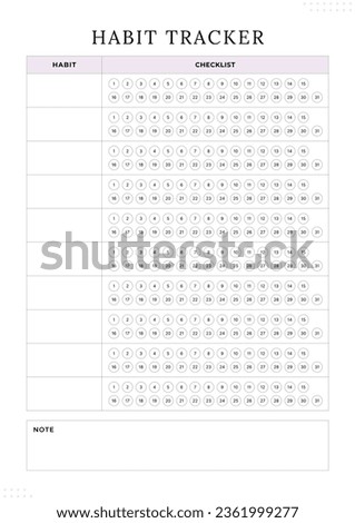 Paper size A4 Vector Planner Templates Set. Blank Vertical Notebook Page. Business Organizer.Calendar Daily, Weekly, Monthly, Yearly, Habit Tracker, Project, Notes, Goals. Week Starts on Monday