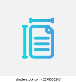 Icono de tamaño de papel en el estilo de degradado sobre el editor de texto, uso para la presentación de aplicaciones móviles del sitio web