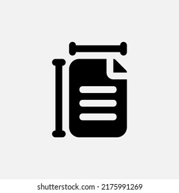 Paper size icon in solid style about text editor, use for website mobile app presentation