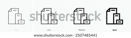 paper size icon. Thin, Light Regular And Bold style design isolated on white background