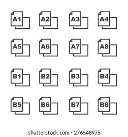 paper size icons, mono vector symbols
