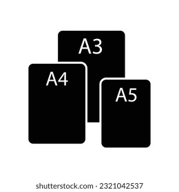 Paper Sizes icon design. A1, A2, A3, A4, A5, A6, A7, A8 Paper Sheet Formats. Isolated on white background. vector illustration