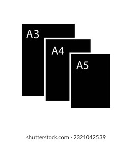 Paper Sizes icon design. A1, A2, A3, A4, A5, A6, A7, A8 Paper Sheet Formats. Isolated on white background. vector illustration