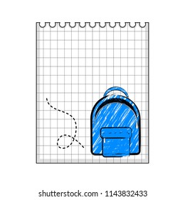 Paper with a sketch of a bag. Back to school