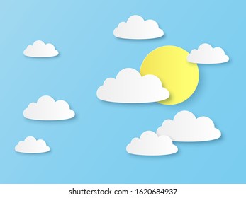 Paper Sky Cloud White Clouds Sun Stock Vector (Royalty Free) 1620684937 ...