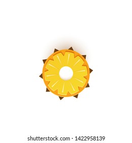 The paper is sliced with cut pineapple citrus, an excellent design for any purpose. Summer juicy pineapple in paper cut sytle. Vector card 3d illustration. Tropical papercraft layers fruit